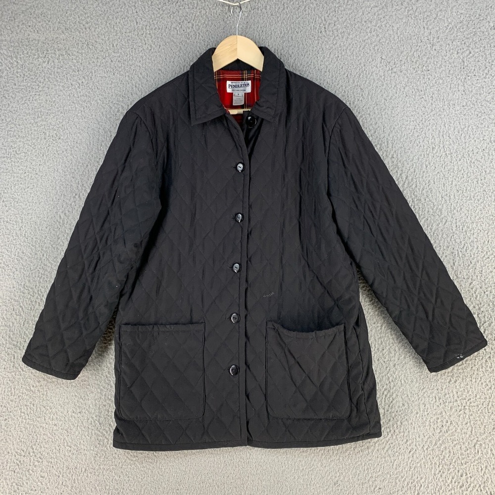 Pendleton Jacket Womens Small Diamond Quilted Black Classic